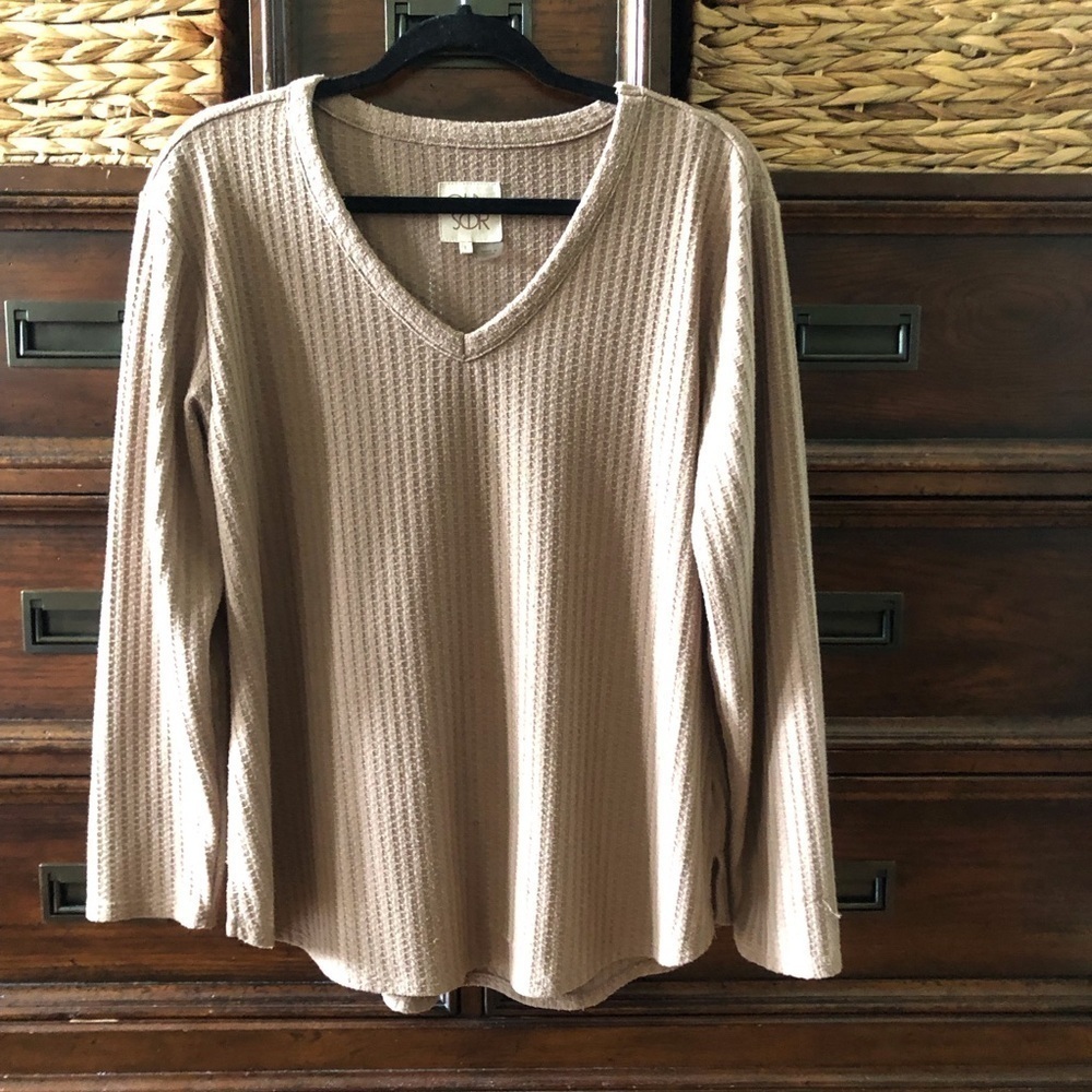 Chaser brown waffle knit sweater in size L